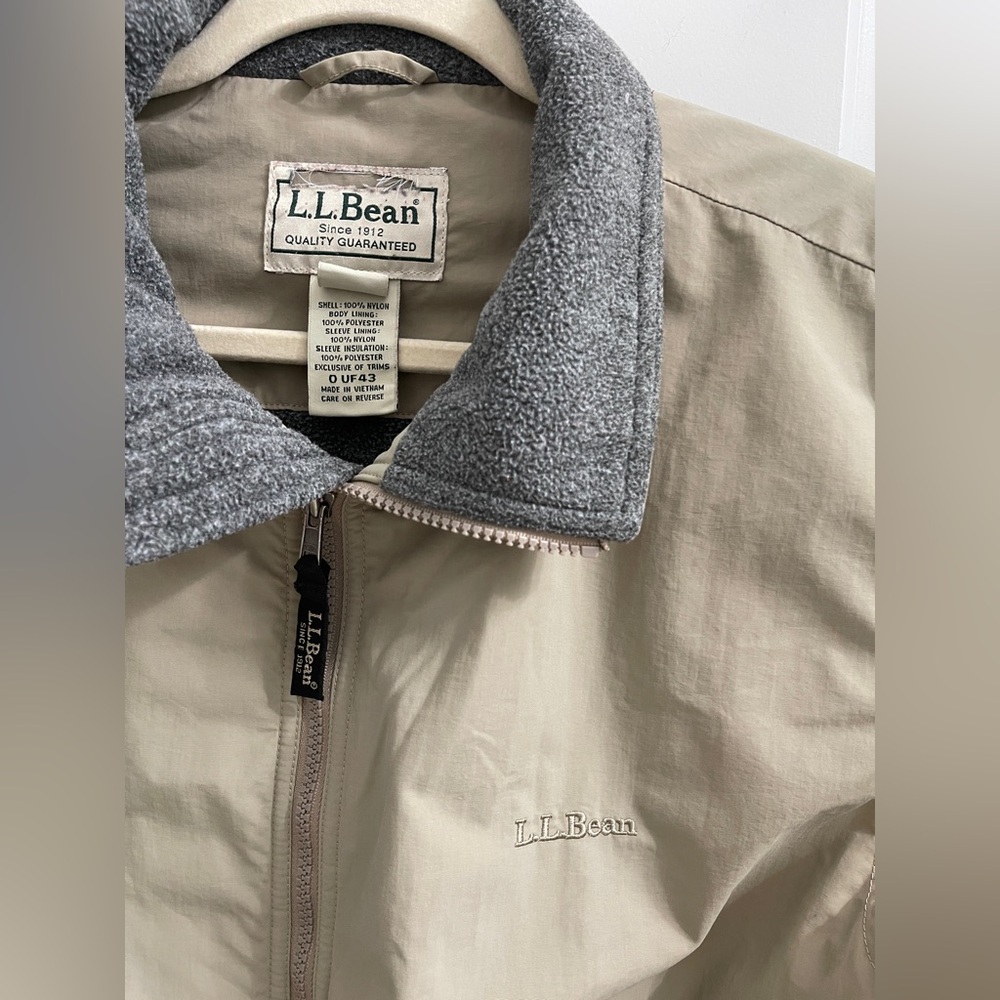 Vintage L.L. Bean Tan and Gray Windbreaker Outdoor Jacket